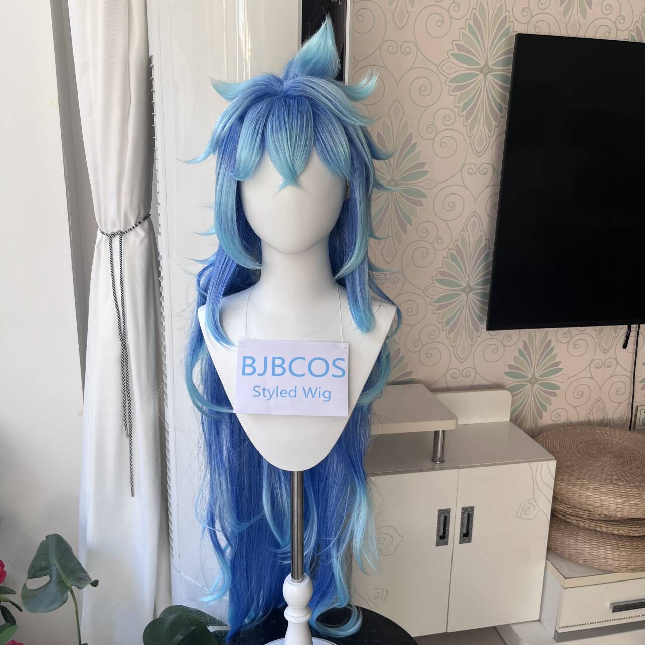 Anime Cosplay Blue Hair - Perruque stylisée Idia Cosplay Anime, perruque